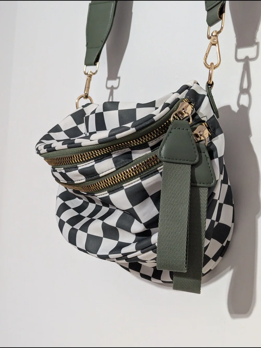 Checkerboard Crossbody Bag in Black & White
